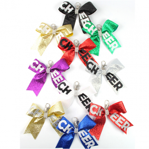 Key chain Cheer Bows Cheerleading Bow Keyring Glitter Cheer Bag Boutique Cheer Glitter Decoration