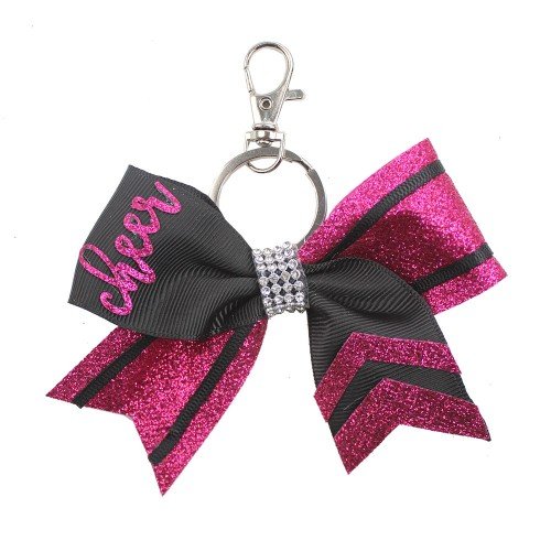 4.5''Super Bowl Sport Team Bow Tie Keychain Girls Cheerleading Glitter Cheer Sport Keychain Bag Decoration
