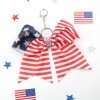 Girls Pink Ribbon Hair Ties Independence Day Rhinestone Cheer Keychain