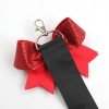 Sport Glitter Pin Me Keychain with Rhinestone Cheer Glitter Hair Bow Keyfob Colorful Glitter Bag Decoration