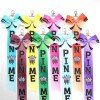 Sport Pin Me Grosgrain Ribbon Hair Bow Keychain Rhinestone Cheer Keyfob Colorful Crown Bag Decoration
