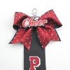 Cheer Pin Me Bow with Rhinestones Cheer Clothes Pins Competition Cheer Glitter Ribbon Keychain Cheer Gift