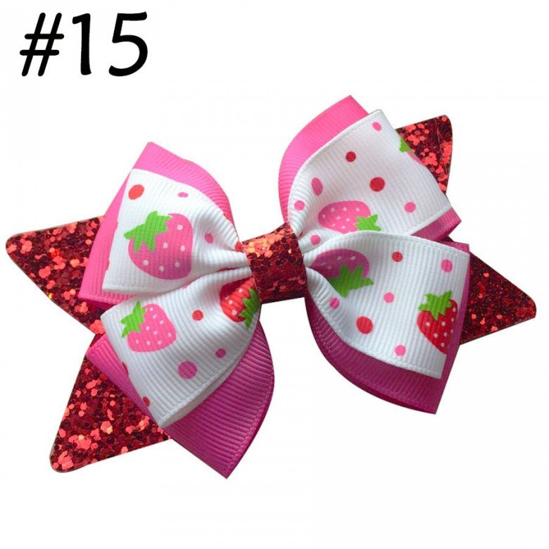 4'' Glitter hair bows three layer boutique bows with print ribbon newest fashion hair bows for girl hair clips 4'' Glitter hair bows three layer boutique bows with print ribbon newest fashion hair bows for girl hair clips
