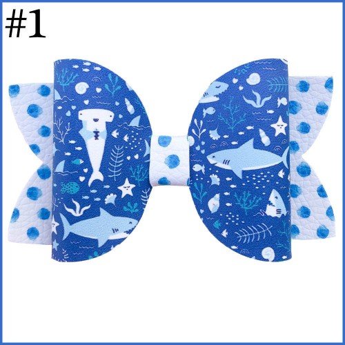  4'' Glitter hair bows fruit flower holiday glitter leather hair clips