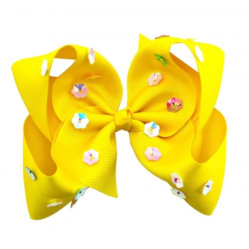 6'' summer neon color hair bows with sequin flower on top glitter big hair bows jojo style bows 6'' summer neon color hair bows with sequin flower on top glitter big hair bows jojo style bows