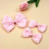 Sweet Ruffled Edge Hair Bows with Clips for Girls, 3Pcs Solid Color Ruched Fabric Hairpins Set, Cute Toddler Kids School Uniform Headwear Sweet Ruffled Edge Hair Bows with Clips for Girls, 3Pcs Solid Color Ruched Fabric Hairpins Set, Cute Toddler Kids School Uniform Headwear