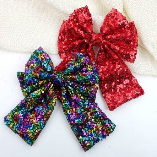 Sequin Bow Cool Color Large Swallowtail Hair Bow Clips Glitter Solid Color Hair Clip Girls Hair Bow Accessories Sequin Bow Cool Color Large Swallowtail Hair Bow Clips Glitter Solid Color Hair Clip Girls Hair Bow Accessories