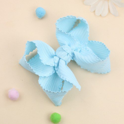Spring Strip Cotton Fabric Hair Bows Clips Solid Color Ruffled Tassel Hair Clip Kids Hair Bow Accessories