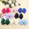 Girls Organza Hair Bow Clips with Rhinestone Solid Color Ruffled Mesh Hair Clips Kids Hair Bow Accessories