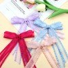 Girls Organza Ruffled Long Tail Salilor Hair Bow Clips Solid Color Ruffled Mesh Hair Clips Kids Hair Bow Accessories