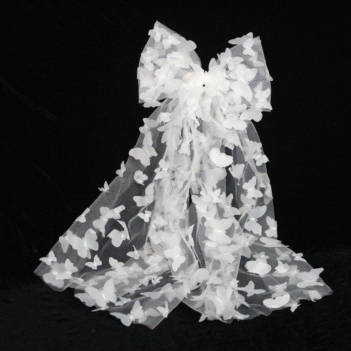  Satin Hair Bow Clips White Tassel Hair Clips with butterfly Party dot mesh Bride Hair Bow Accessories