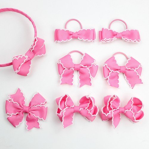  Girls Moonstitch Monogrammed Hair Bows Set 