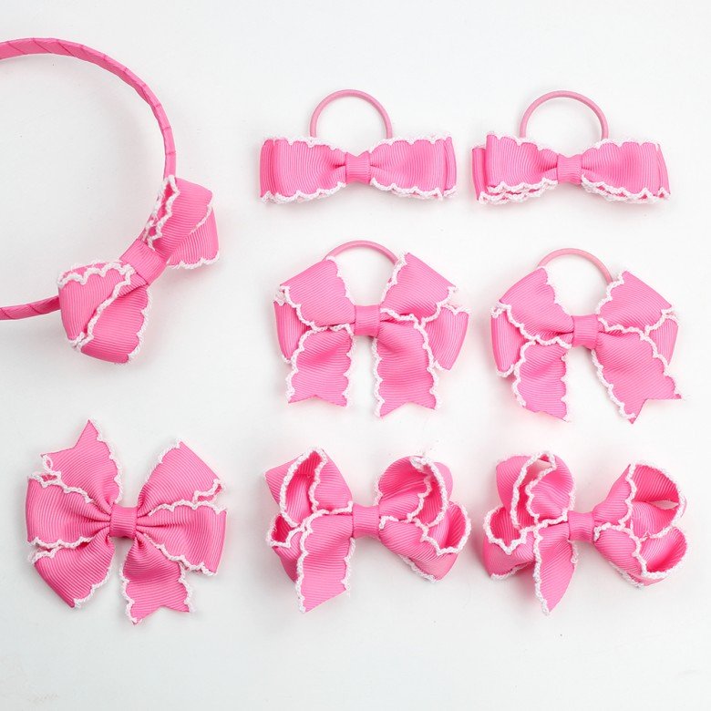 Girls Moonstitch Monogrammed Hair Bows Set Girls Moonstitch Monogrammed Hair Bows Set