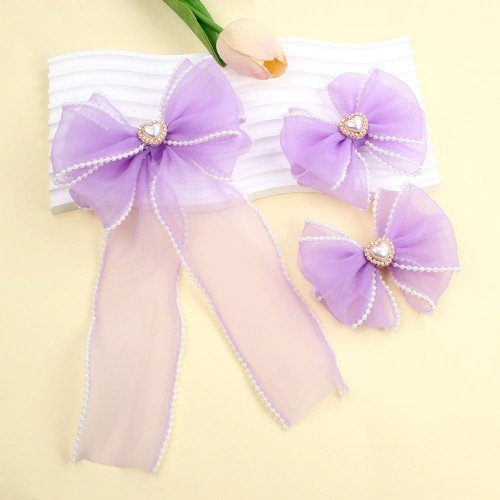 Girls Organza Hair Bow Set Mesh Long Sailor Hair Bow with Pearls for Girls Kids Heart Rhinestone Hair Bow Accessories Girls Organza Hair Bow Set Mesh Long Sailor Hair Bow with Pearls for Girls Kids Heart Rhinestone Hair Bow Accessories