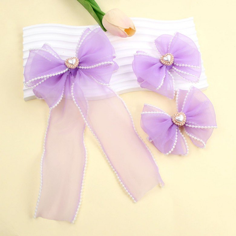 Girls Organza Hair Bow Set Mesh Long Sailor Hair Bow with Pearls for Girls Kids Heart Rhinestone Hair Bow Accessories Girls Organza Hair Bow Set Mesh Long Sailor Hair Bow with Pearls for Girls Kids Heart Rhinestone Hair Bow Accessories