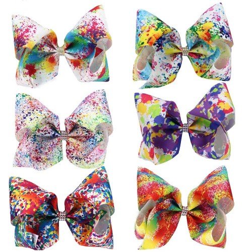   Splash-ink jojo Alligator Clip rainbows Hair Bow