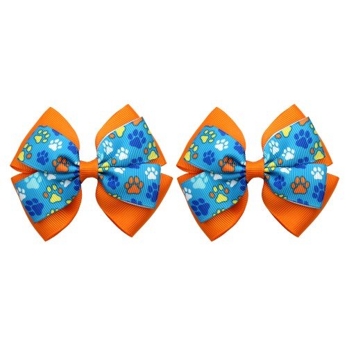 2pcs Paw Print Hair Bows Dog Black Paw Print Hair Bow Clip Dog Lover Accessories Kids Hair Bow Accessories