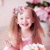 girl handmade korker stacked ribbon hair bow clips with pearls