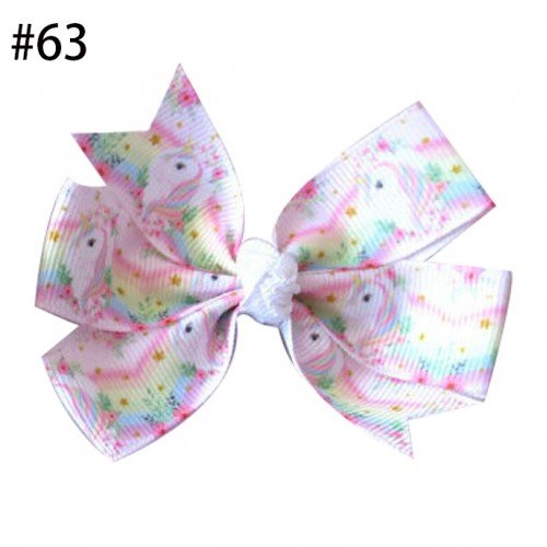 3.25”Rainbow Unicorn Hair Bow Head Clips 51-88