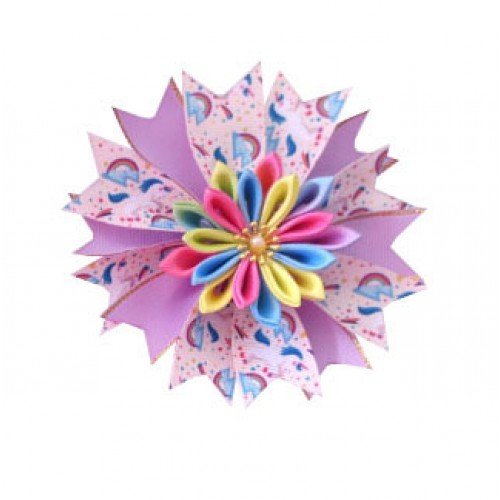Girl Popular 4.5" Fairy ribbon Hair Bow Clip Flower Unicorn Phnom Penh Ribbon hair clip 48-71