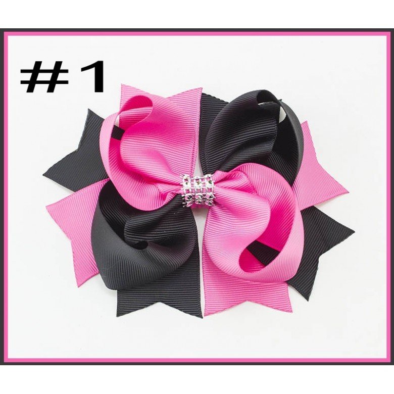 Color-blended bow hairpin for girls ,featuring a diamond-encrusted chain and woven ribbon with a bow.