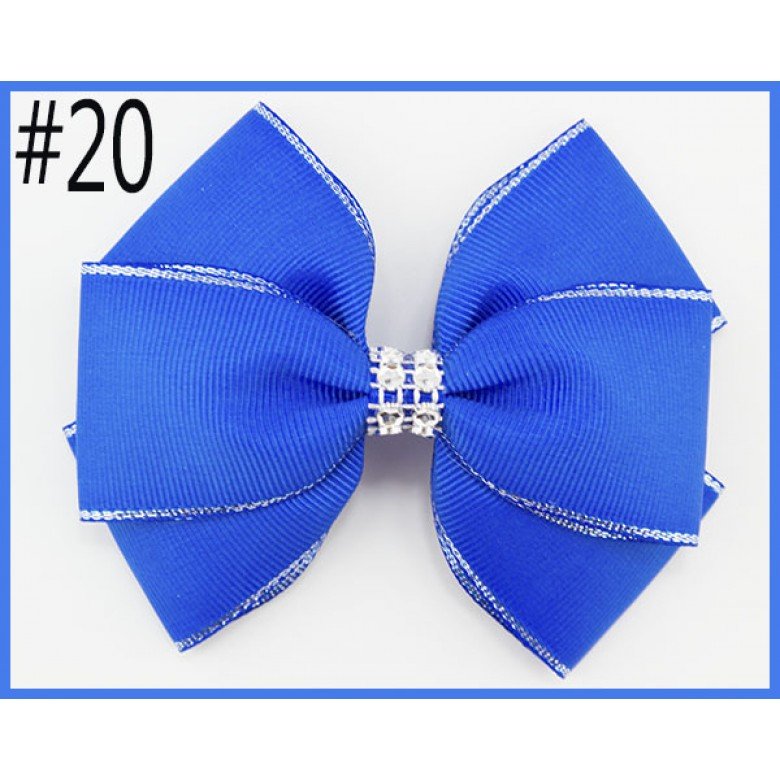 4.5''double layered hair bows silver edge Handmade rhinestone Hair Bows 4.5''double layered hair bows silver edge Handmade rhinestone Hair Bows