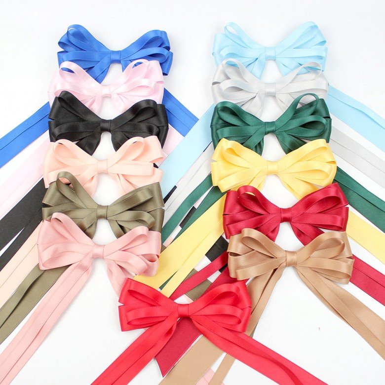 Chic Korean Elegant Ribbon Bow Streamer Hair Clips for Girls and Women Chic Korean Elegant Ribbon Bow Streamer Hair Clips for Girls and Women