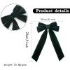 8inch Girls Winter Velvet Hair Bow Happy New Year Velvet Long Tail Sailor Bows Velvet Hair Clips Kids Hair Bow Accessories