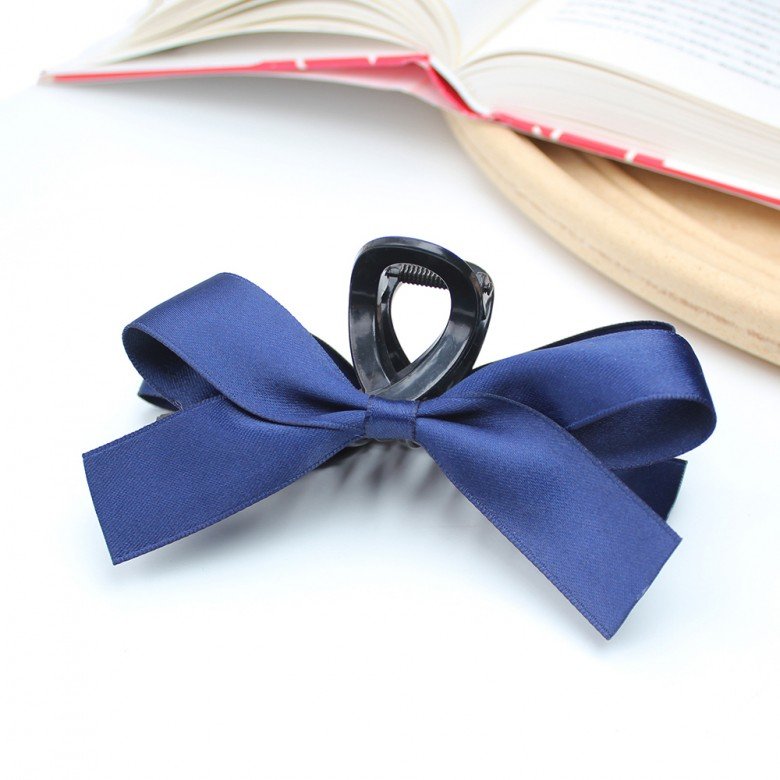 Solid Color Satin Hair Bow Clip Claw Women Gorgeous Hair Claw Girls Hair Bow Accessories