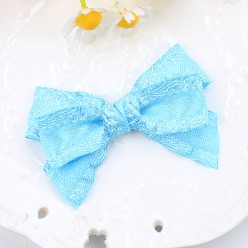3''girls Solid Color Ruffled Hair Bow Clips, Cute Small Baby Bow Kids Hair Bow Accessories