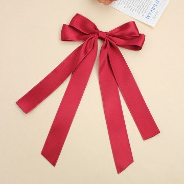 Girls Gorgeous Solid Color Tassel Hair Clips Women Satin Long Streamer Hair Bow Clips Party Hair Bow Accessories