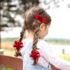 Girls Flower Pompom Mink Hair Clip School Hair Bows Set Kids Hair Bow Accessories