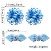 Girls Flower Pompom Mink Hair Clip School Hair Bows Set Kids Hair Bow Accessories