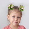 Girls Flower Pompom Mink Hair Clip School Hair Bows Set Kids Hair Bow Accessories