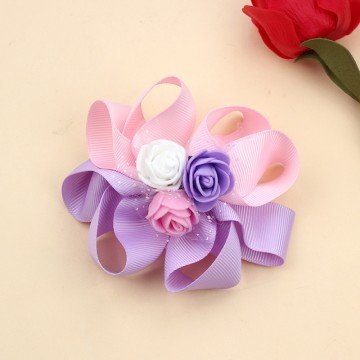 Octopus Rose Hair Bow Clip Girls rainbow Octopus Pigtail Hair Bow Clips for Kids Solid Color Boutique Hair Accessories