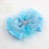 Glitzy Pageant Marabou Feather Tutu Hair Bow Clip with Rhinestone Princess Birthday Feather Bow Barrette for Toddler Kids