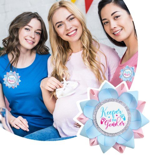 Keeper of the Gender Pins, Team Boy or Girl Unveiling Button Pins Party Badges Brooch for Baby Shower & Gender Reveal Party Decorations