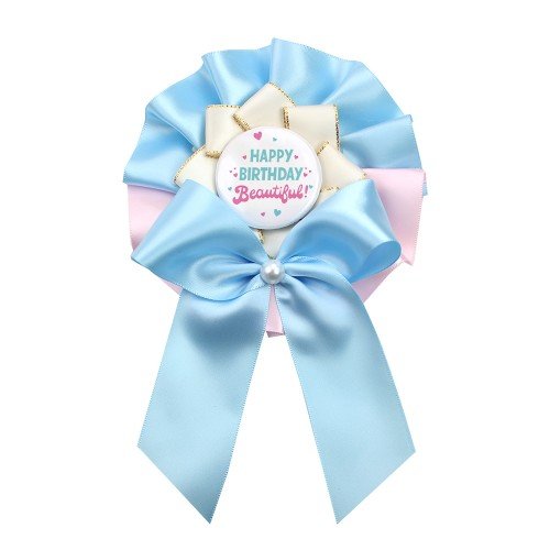 Satin Happy Birthday Baby Bows Award Ribbon Birthday Bows Badge Satin Fabric Birthday Bow Button for Kids