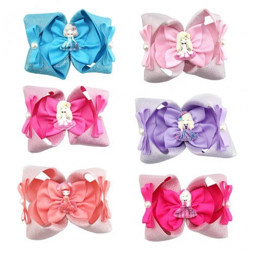 Little princess  girl hair bows big glitter  ribbon doll baby hair bows