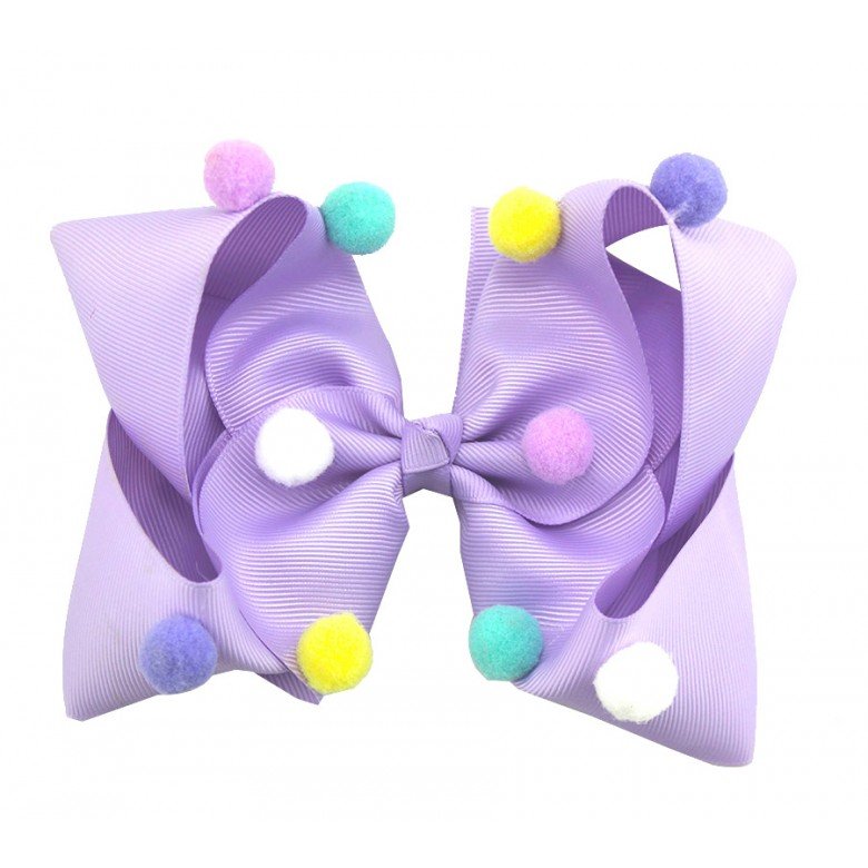6‘’ pom pom hair bows ribbon girl hair bows 6‘’ pom pom hair bows ribbon girl hair bows