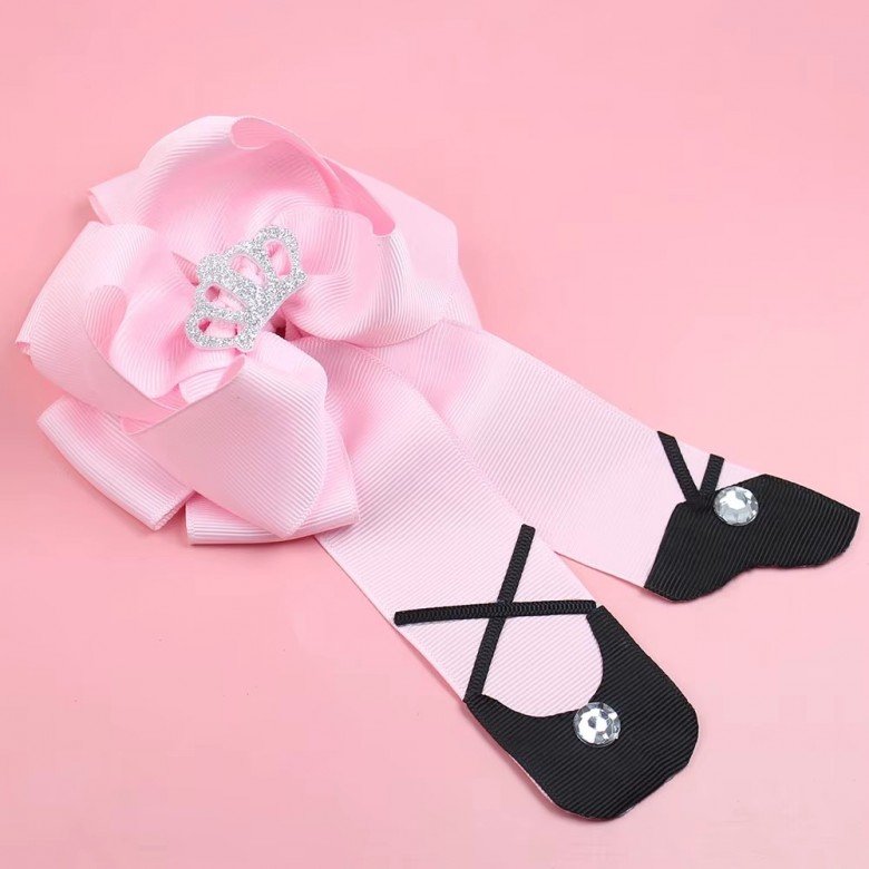 Ballet Shoes Hair Bow Clip with Crown Princess Beautiful Hair Bows for Kids Girls Hair Accessories Ballet Shoes Hair Bow Clip with Crown Princess Beautiful Hair Bows for Kids Girls Hair Accessories