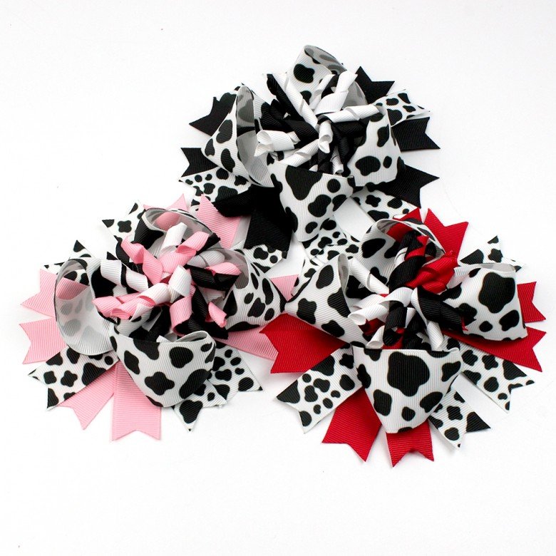 cow pattern korker hair bows cow pattern korker hair bows