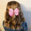 Breast Cancer Awareness Cheer Bows ，  Anticancer pink Ribbon Hair Bows ，Kids Hair Accessories