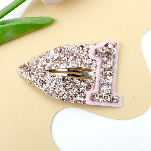 Baby Birthday Number BB Clips, Glitter Shiny Teardrop Snap Hair Clips for Girls, Toddler Hair Accessories Headwear