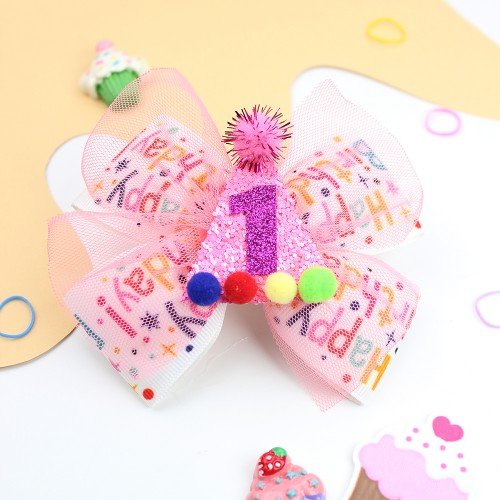 Happy Birthday Bow Birthday Hat Hair Clips 