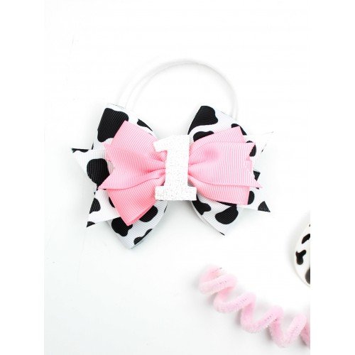 Cow Print Baby Headband, Infant Birthday Bows, Toddler Hairband Accessories