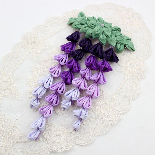 Wisteria Hair Bows Clip Purple pink Wisteria Japanese Kanzashi Hair Bows Clip for Kids Girls Oriental Hair Clip