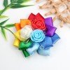 Summer Girls Flower Petal Satin Hair Bow Clips with Rose Flower Petal Bows for Birthday Party Kids Hair Accessories
