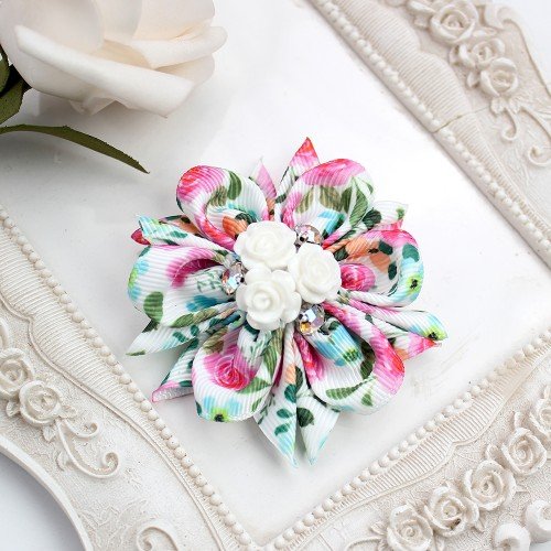 Kanzashi Spring Flower Hair Bow Clips Kanzashi Spring Flower Hair Bow Clips