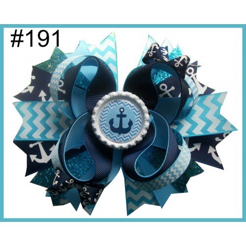 Nautical Navy Blue Anchor Hair Bow Clip